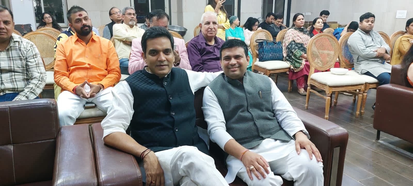 Noida MLA Shri Pankaj Singh seated with a fellow leader at the Active NGO Group meet in Noida