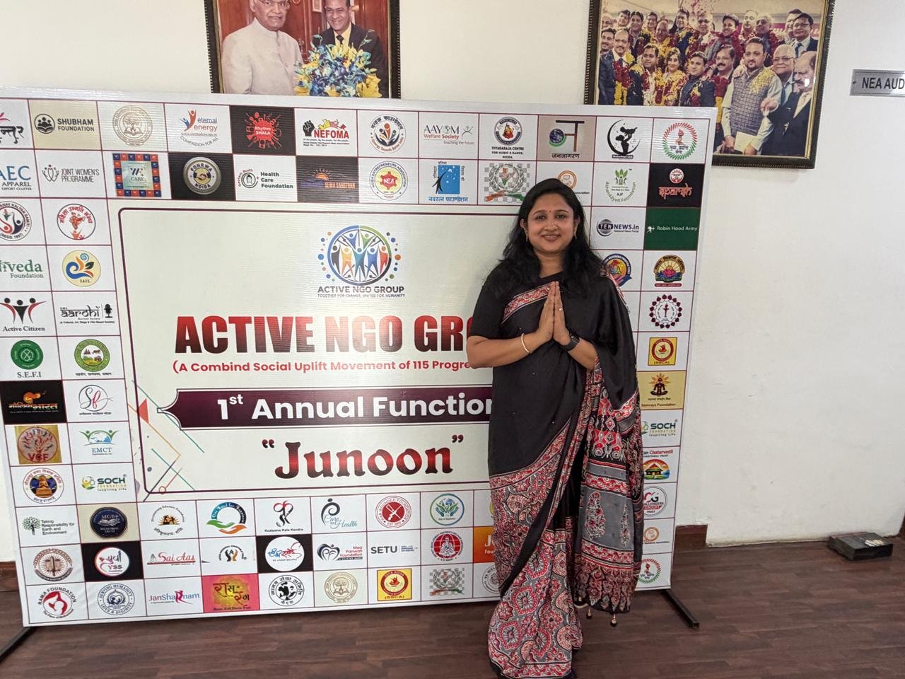 Priyanka Gupta in namaste at the Active NGO Group 'Junoon' 1st Annual Function backdrop